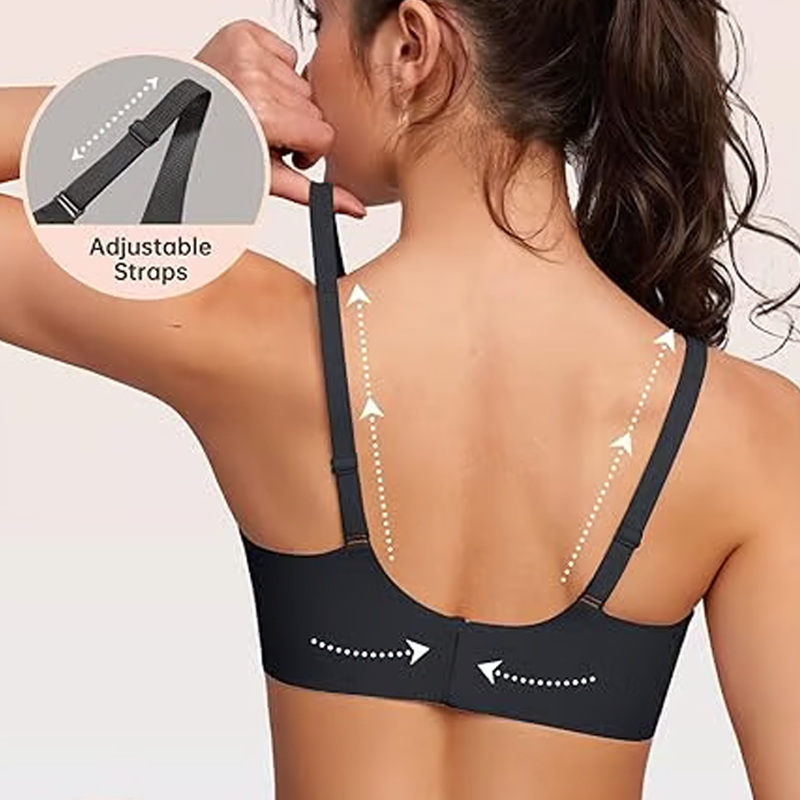 Brasier Sin Aros Push-up con Escote Profundo en V y Diseño Invisible