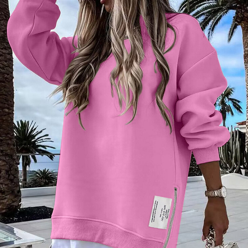 🔥Compre 2 envío gratis🔥Jersey de manga larga con abertura de cremallera Vestido sudadera casual