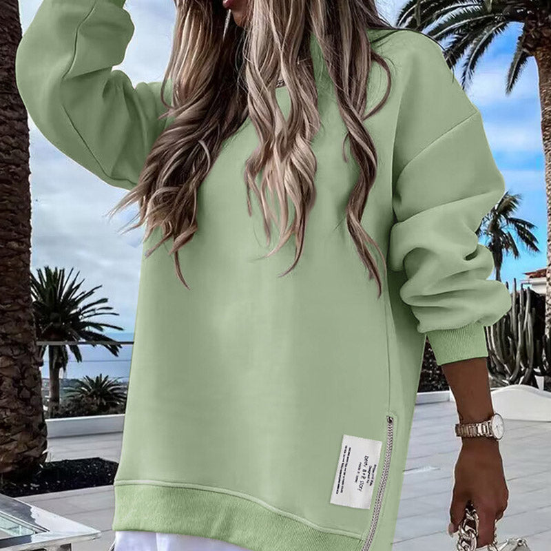 🔥Compre 2 envío gratis🔥Jersey de manga larga con abertura de cremallera Vestido sudadera casual
